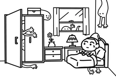 A Terrifying Night of Imagination. Stock Illustration