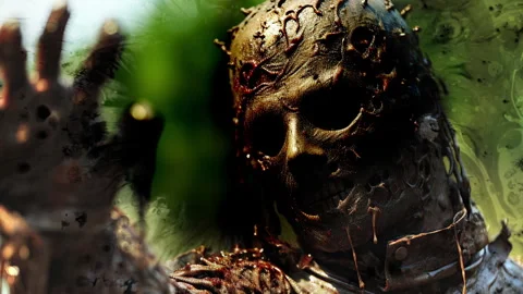 Terrifying Undead Zombie Creature with a Decaying Face Reaches Out in a Spo.. Stock Footage 311662484