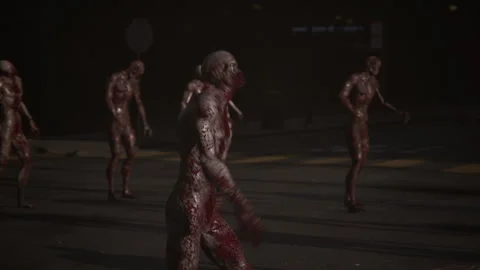 Terrifying zombie bloodied while walking Stock Footage 287558310