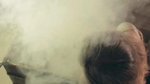 Terrifying zombie in the smoke Stock Footage 54274704