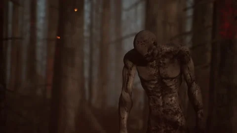 The terrifying zombie turns to look at the alien attack 02 Stock Footage 231559468