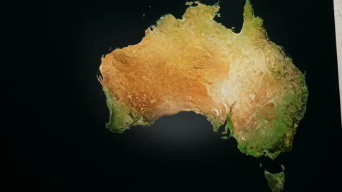 The territory of Australia, a map with a three-dimensional landscape , styliz Stock-Footage 296179865