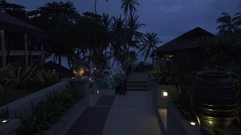 Territory of the night hotel Impiana Resort Chaweng Noi stock footage video Stock Footage