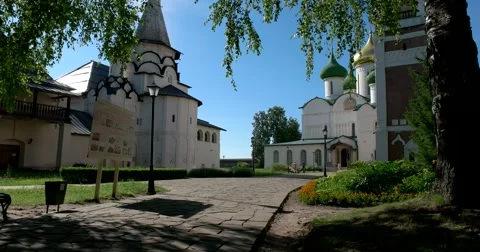 The territory of the Saviour Monastery of St Euthymius in Suzdal Stock Footage 64875991