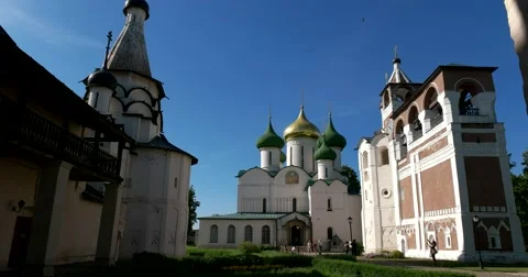 The territory of the Saviour Monastery of St Euthymius. Suzdal Stock Footage 64876133