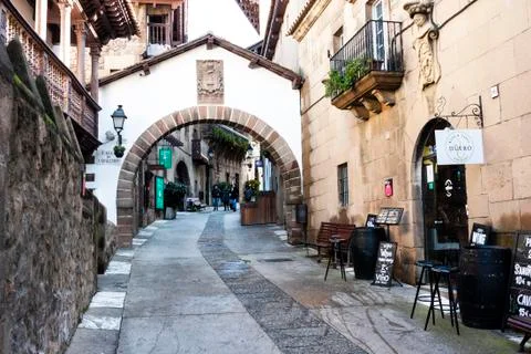 Territory of unique architectural complex Poble Espanyol the Spanish village, Stock Photos