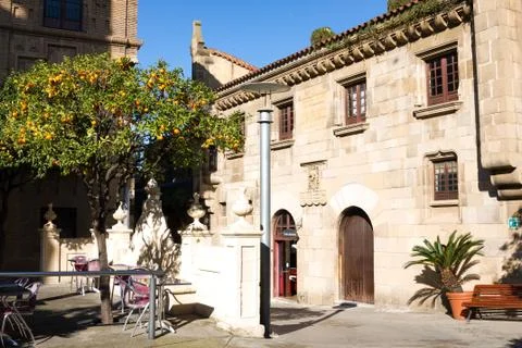 Territory of unique architectural complex Poble Espanyol the Spanish village, Foto stock