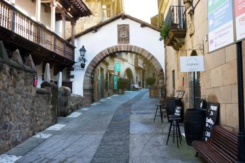 Territory of unique architectural complex Poble Espanyol the Spanish village, Stock Photos