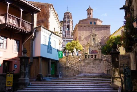 Territory of unique architectural complex Poble Espanyol the Spanish village, Stock Photos