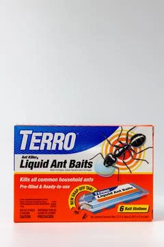Terro Liquid Ant Baits Package and Trademark Logo Stock Photos