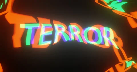 "TERROR" Text Glitch Effect Animation Stock Footage 255072772