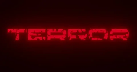 "TERROR" Text Glitch Effect Animation Stock Footage 255859580