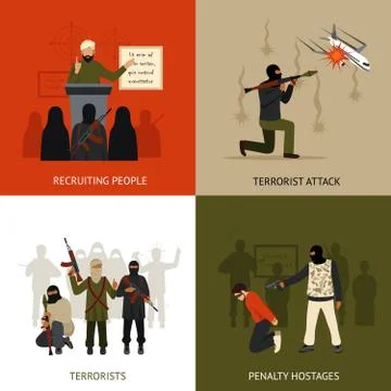 Terrorism design concept set 스톡 일러스트