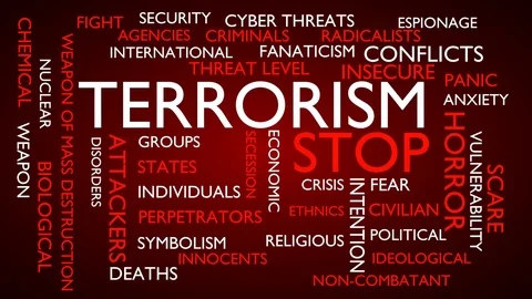 Terrorism, stop word tag cloud. 動画素材 76826596