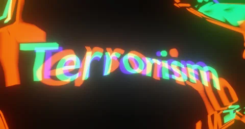 "Terrorism" Text Glitch Effect Animation Stock Footage 254610494