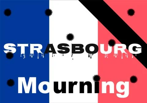 The terrorist act of October 11, 2018 in Strasbourg France. Shooting, mourning Stock Illustration