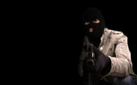 Terrorist with ak47 machine gun Stock Photos
