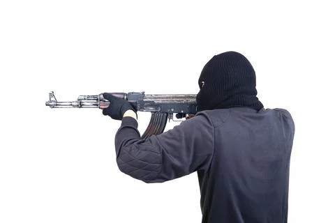 Terrorist with ak47 machine gun Stock Photos