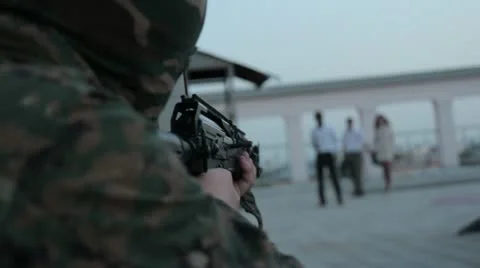 Terrorist and hostage  - 動画素材 11017298