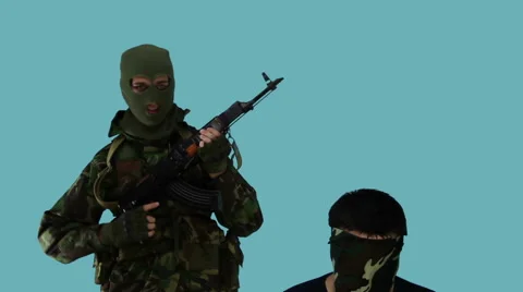 Terrorist and Hostage Stock Footage 52778155