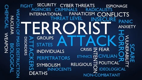 Terrorist attack word tag cloud. Stock Footage 76832200