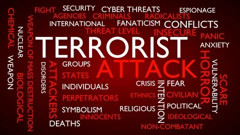 Terrorist attack word tag cloud. Stock Footage 76835335