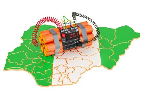 Terrorist Attacks in Nigeria concept. 3D rendering Illustrazione stock