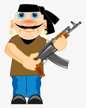 Terrorist with automaton Stock Illustration