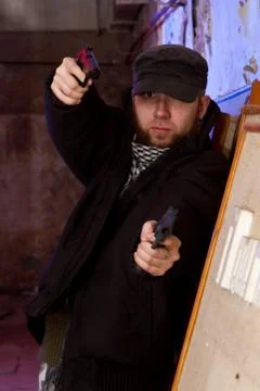 Terrorist with a gun Stock Photos