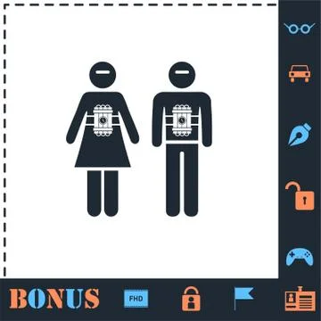 Terrorist icon flat Stock Illustration