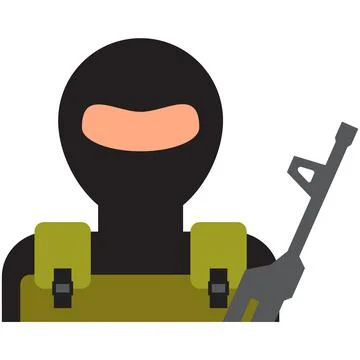 Terrorist icon vector man thief in balaclava mask on white Stock Illustration