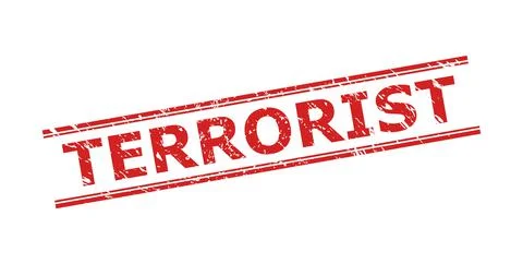 TERRORIST Stamp with Grunge Texture and Double Parallel Lines Stock Illustration