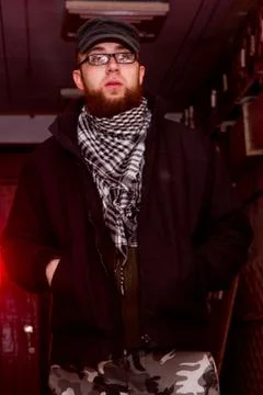 Terrorist  in the stroma Stock Photos