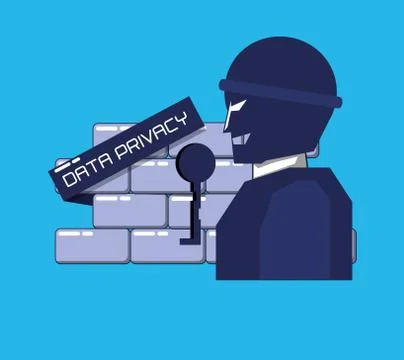 Terrorist with wall privacy data Illustrazione stock