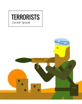 Terrorist with weapons. Free Stock Illustration