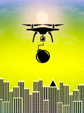 Terrorists Threats from Drones Illustrazione stock