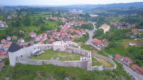 Tesanj castle flying around Stock Footage 103102860