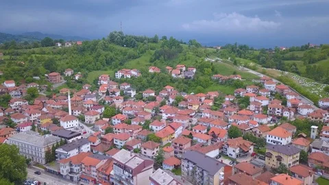 Tesanj castle flying backwards Stock Footage 103102291