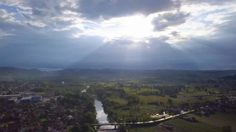 Tesanj sunset pan Stock Footage 103111791