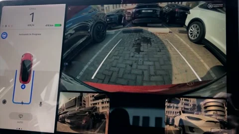 Tesla car self parking driverless Stock Footage 143696415