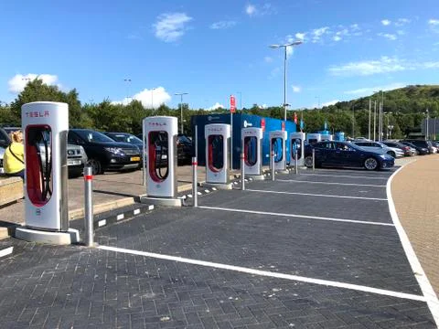 Tesla charging points Stock Photos