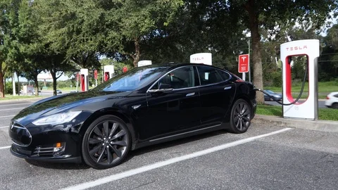 Tesla charging station. 4K Stock Footage 113148879