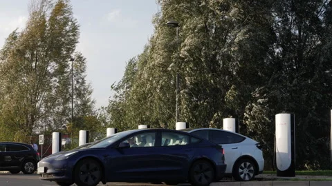 Tesla charging stations Stock Footage 289403504