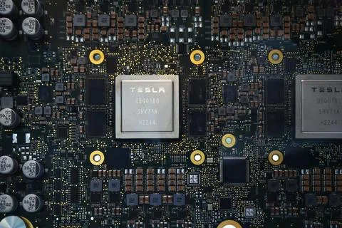 Tesla chip closeup Stock Photos