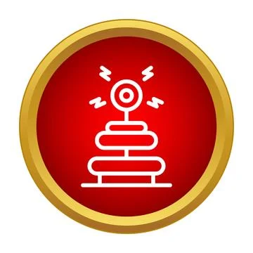 Tesla coil generating high voltage electricity icon Stock Illustration