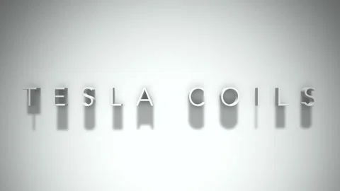 TESLA COILS 3D title animation with shadows on a white background Stock Footage 296809375