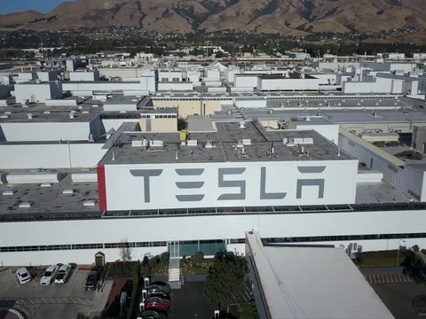 Tesla factory flyover Stock Footage 80899729