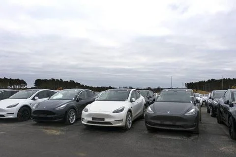 Tesla Giga Factory Gruenheide Gruenheide, 28.01.2023 - Tesla Y Modelle pro... Stock Photos
