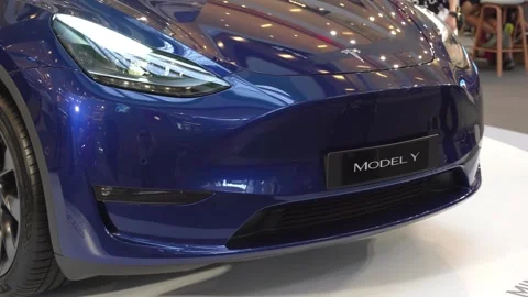 Tesla has launched its electric vehicle model Y in Malaysia Stockbeeldmateriaal 247938809