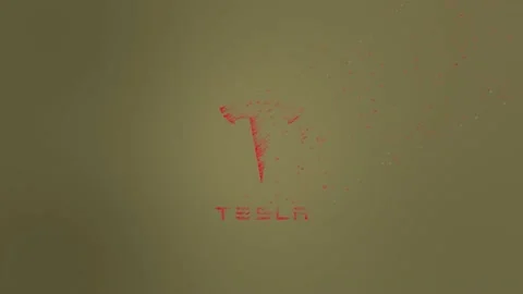 Tesla Logo Wind Dissolve. Golden Video stock 157699327